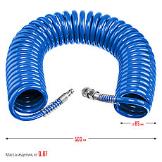 ЗУБР 15 м, 6 х 8 мм, 15 бар, воздушный спиральный шланг с фитингами рапид, Профессионал (6473-15), фото 3
