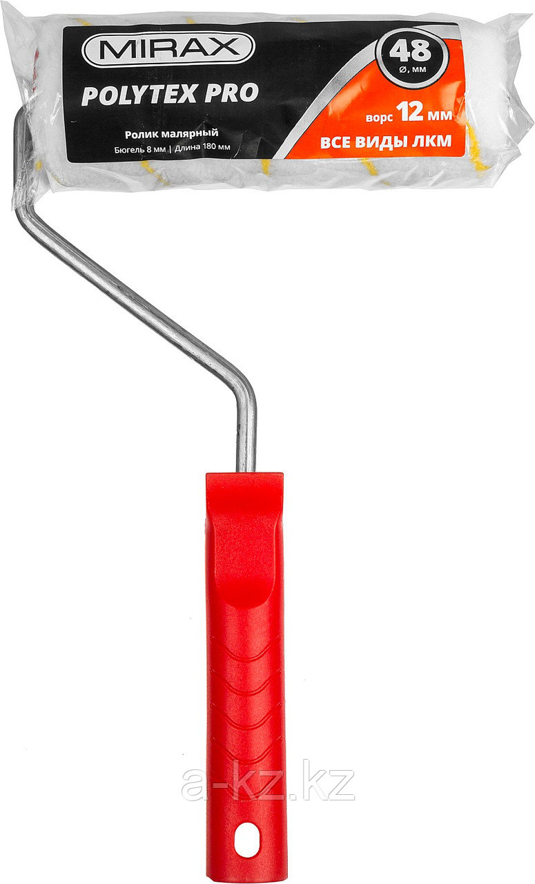 MIRAX POLYTEX PRO, 48 х 180 мм, бюгель 8 мм, ворс 12 мм, полиакрил/полиэстер, все виды ЛКМ, малярный валик