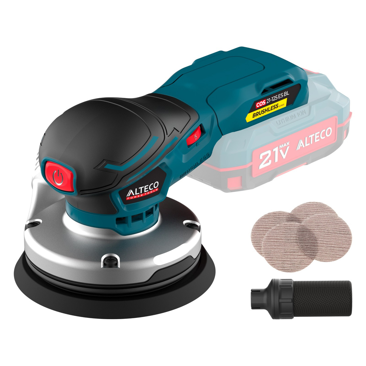 ALTECO Бесщеточная аккумуляторная эксцентриковая шлифмашина COS 21-125 ES BL Solo (без АКБ и ЗУ), фото 1