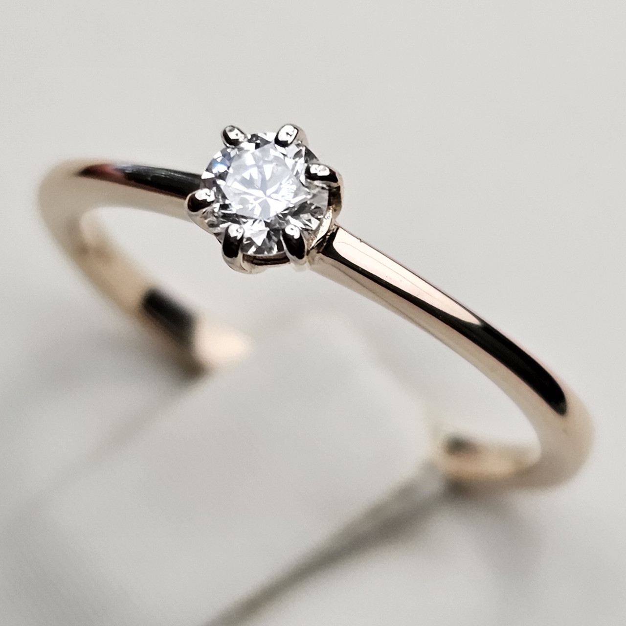 Золотое кольцо к/з 16.5р с бриллиантом 0,18Ct SI2/H,VG-cut