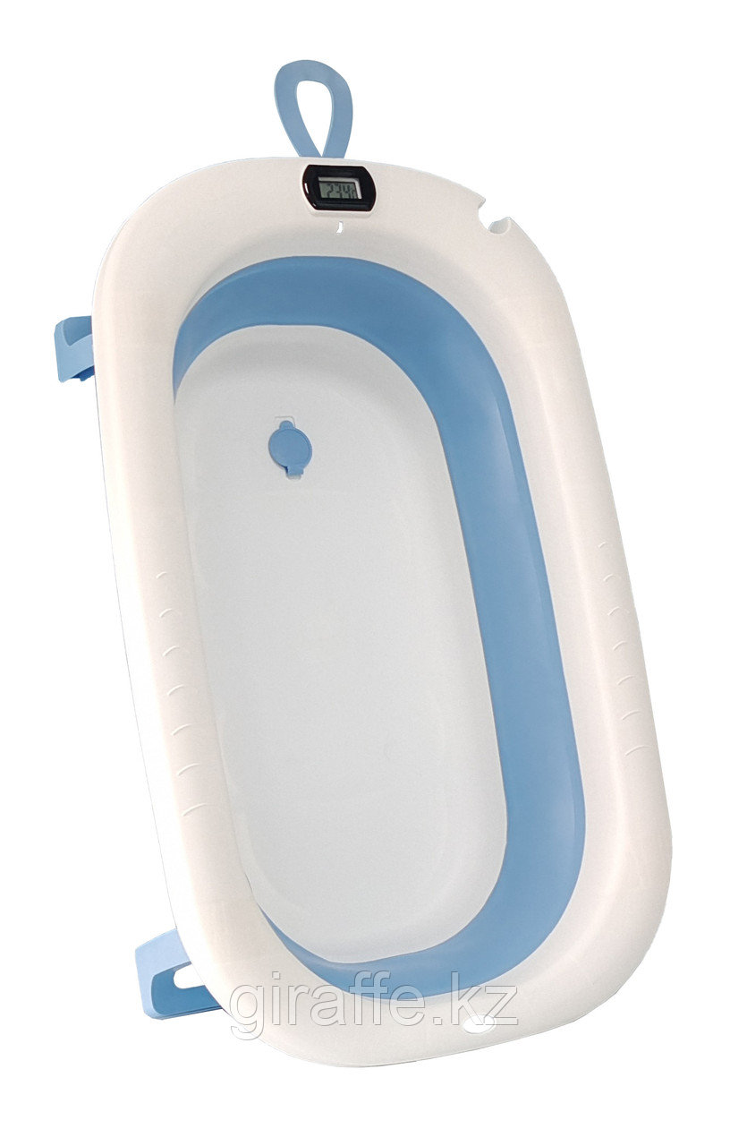 Ванночка складная с термометром и матрасиком (серый), голубая, фото 1