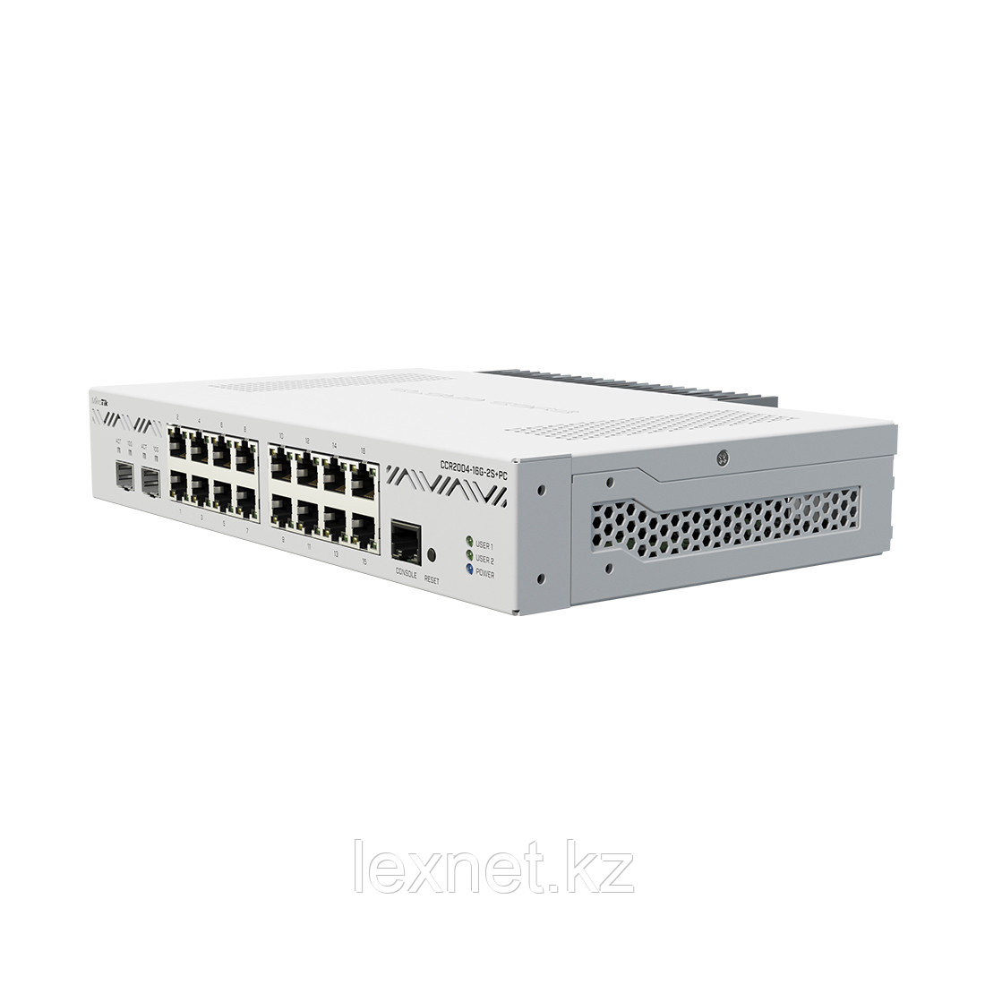 Маршрутизатор, MikroTik, CCR2004-16G-2S+PC, Cloud Core Router, 16 портов 10/100/1000M, 2 порта SFP+, RouterOS (6), -20°C to 60°C,