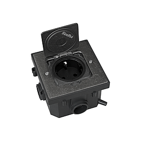 Shelbi SFW-2M-IP44-HN Напольный/настенный лючок, 1 розетка 220В, IP44, закаленный никель