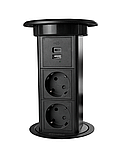 Shelbi STVA-4-WC-IP54-S Выдвижной-авто наст. розет. блок на 2 розетки, USB A+C, IP54, бесп. зар., серебро, фото 7
