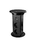 Shelbi STVA-4-WC-IP54-S Выдвижной-авто наст. розет. блок на 2 розетки, USB A+C, IP54, бесп. зар., серебро, фото 9