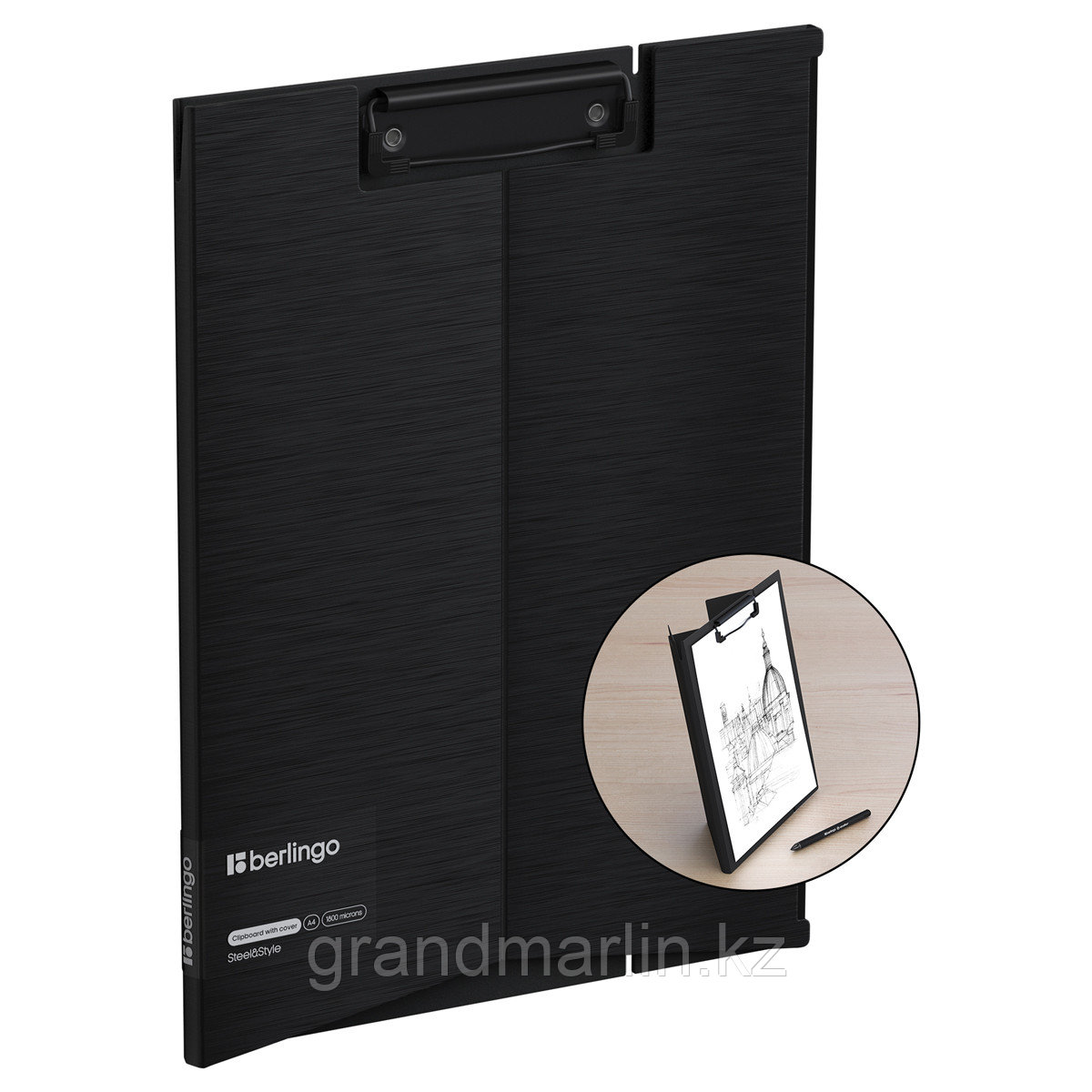 Планшет-трансформер с зажимом Berlingo "Steel&Style" А4, пластик (полифом), 1800мкм, черный, фото 1
