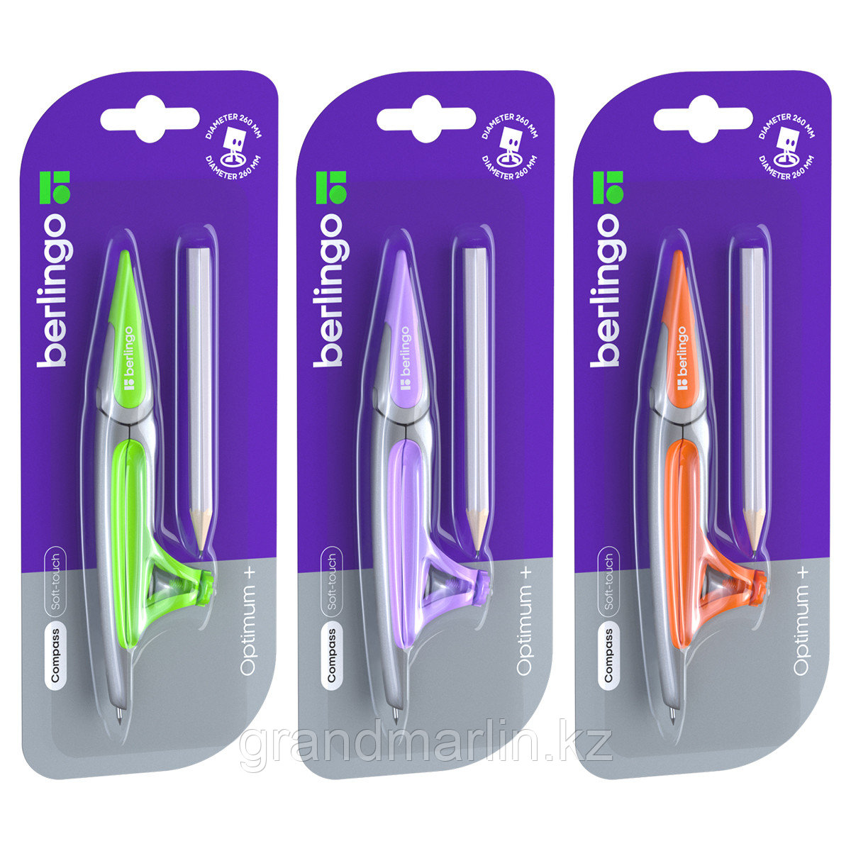 Циркуль Berlingo "Optimum+" металлический, с карандашом, 135мм, блистер, фото 1