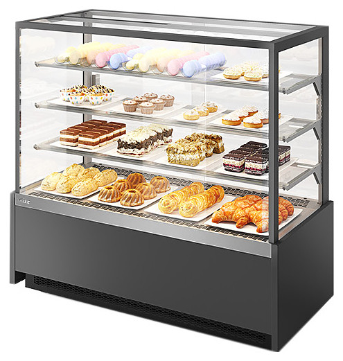 Витрина кондитерская Chilz VETE KUB LUX 130 серый матовый, шлифованная нержавейка, фото 1