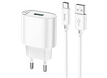 Сетевое зарядное устройство HOCO C109A Fighter 1xUSB с Кабелем USB - Type-C, 3.0A, 18W, белый, фото 2