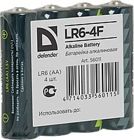 Элемент питания LR6 AA Defender Alkaline LR6-4F - 4штуки в пленке
