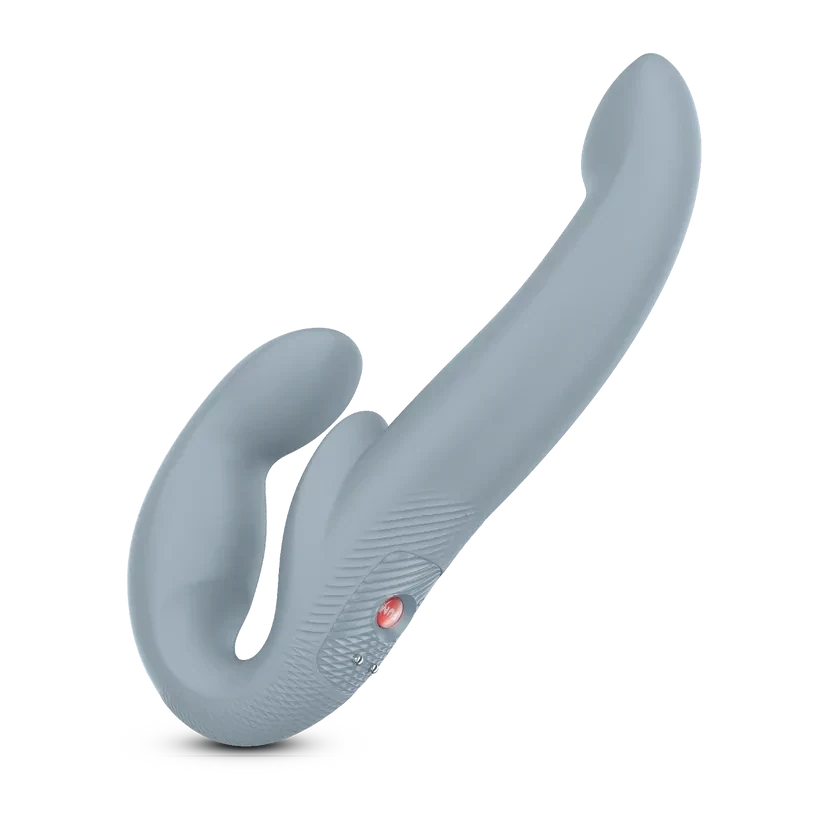 Безремневой страпон с вибрацией Share Vibe Pro от Fun Factory (серый)