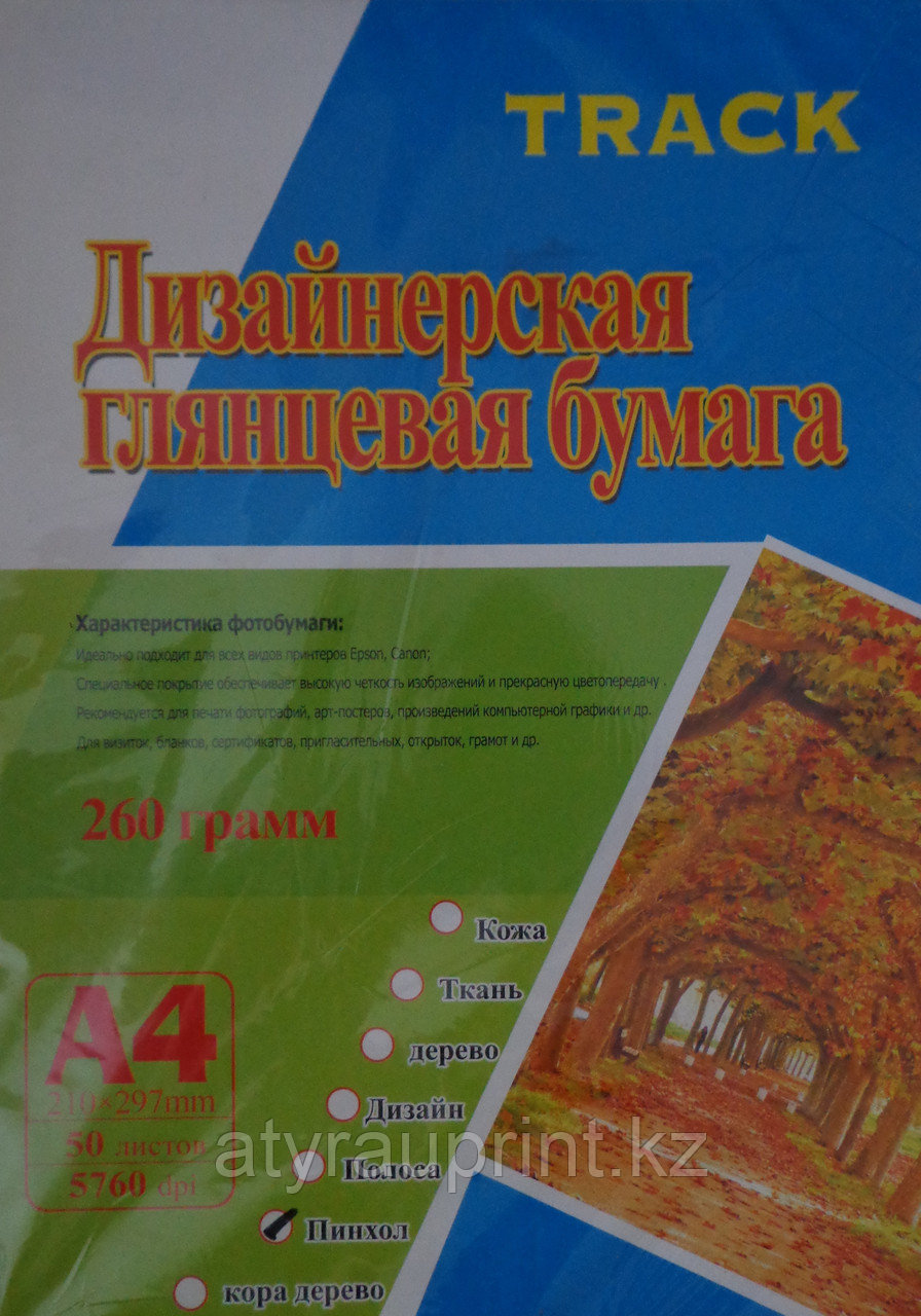 Дизайнерская глянцевая бумага Track Пинхол, 260г., 50лист, фото 1