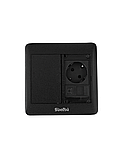 Shelbi STF-2SR-B Напольный/настольный лючок на 2 розетки, 2 RJ45 5e UTP, металл, чёрный, фото 4