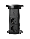 Shelbi STVA-4-WC-IP54-S Выдвижной-авто наст. розет. блок на 2 розетки, USB A+C, IP54, бесп. зар., серебро, фото 7