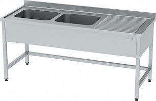 Рабочий стол из нержавеющей стали с двумя мойками