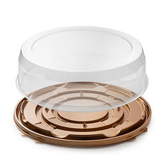 Тортница ПР-Т-270 Крышка 70мм+Дно золото, ПЭТ  (100шт. в коробке).