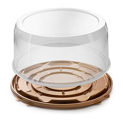 Тортница ПР-Т-270, Крышка 130мм+Дно золото, ПЭТ  (110шт. в коробке).