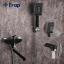 Смеситель Frap для ванны F2257 Чёрный/хром длинный гусак, фото 4