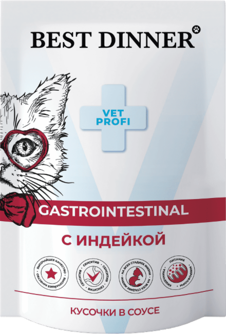 Best Dinner Vet Profi Gastro Intestinal Корм для кошек (Индейка), 85 г, фото 1