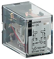 Omron Автоматизация MY2K DC12 Реле, DPDT, напряжение катушки 12 В постоянного тока, номинальная сила тока контактов 10