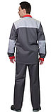 Костюм СИРИУС-АСПЕКТ куртка длин., брюки, темно-серый со светло-серым и красной отделкой, фото 2