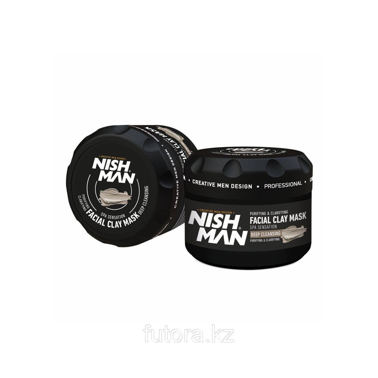 Глиняная маска "NISHMAN Facial Clay Mask Deep Cleansing" для кожи головы и лица.