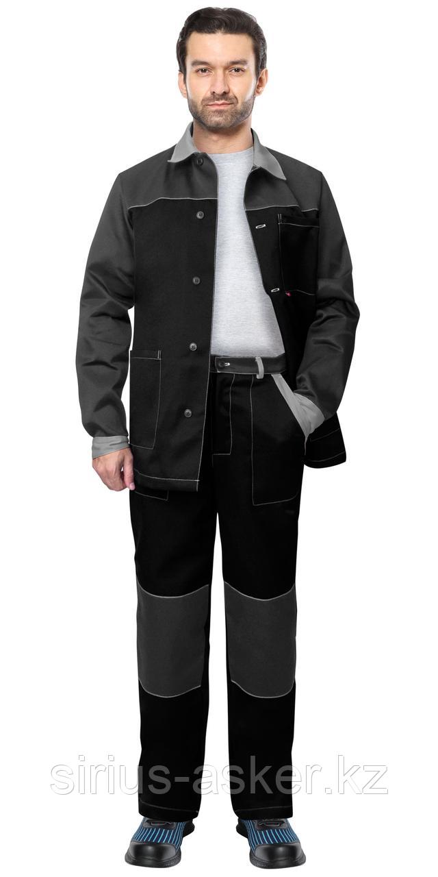 Костюм СИРИУС-АСПЕКТ куртка длин., брюки, черный с темно-серым и светло-серой отделкой, фото 1