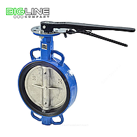 Затвор дисковый поворотный чугун Ду 100 Ру16 межфл с рукояткой