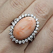 Кольцо 585 пр,18р.натуральный коралл бриллиант 1,21Ct VS1/G EX, фото 3