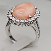 Кольцо 585 пр,18р.натуральный коралл бриллиант 1,21Ct VS1/G EX, фото 5