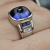 Кольцо Платина 900 пр,18,5р.танзанит 11,62Сt .бриллиант 0,31Ct VS2/G,сапфир 0,83Ct, фото 5