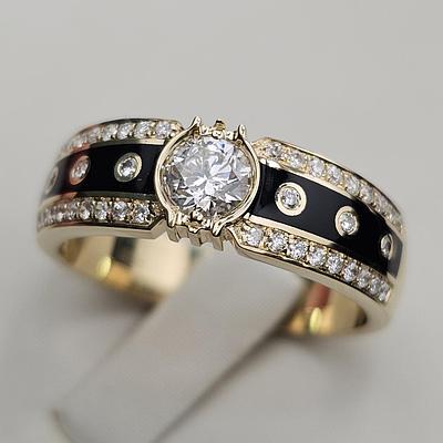 Золотое кольцо с бриллиантами 0,52Сt SI2/I ,0.31Ct VS1/H EX-Cut, размер 21