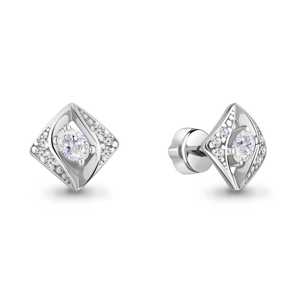 Серебряные серьги-пусеты  Фианит Aquamarine 49295А.5 серебро с родием, фото 1