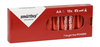 Батарейка алкалиновая Smartbuy LR6/10 box SBBA-2A10BX (10/300)