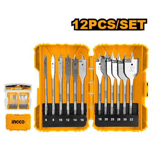 Набор из 12 плоских сверл по дереву Ingco AKDL1206