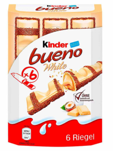 Вафельные батончики Kinder Bueno White 117 гр.(27 шт в упак)