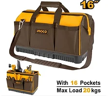 Сумка для инструментов INGCO 41х25х26см, 20Кг, Полиэстер, жесткое дно HTBG08