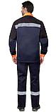 Костюм СИРИУС-ПРОФИЛЬ куртка, брюки синий с черным с оранжевой отделкой и СОП, фото 2