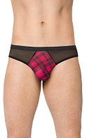 Трусы мужские с клетчатой вставкой SoftLine Collection, черно-розовые, M/L
