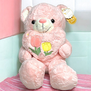 40см Мишка с сердцем (вышивка цветы)