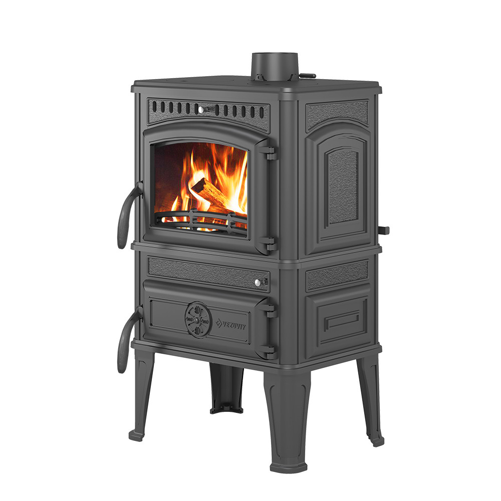 Печь-камин Везувий LV-12 S "Антрацит" с плитой, фото 1