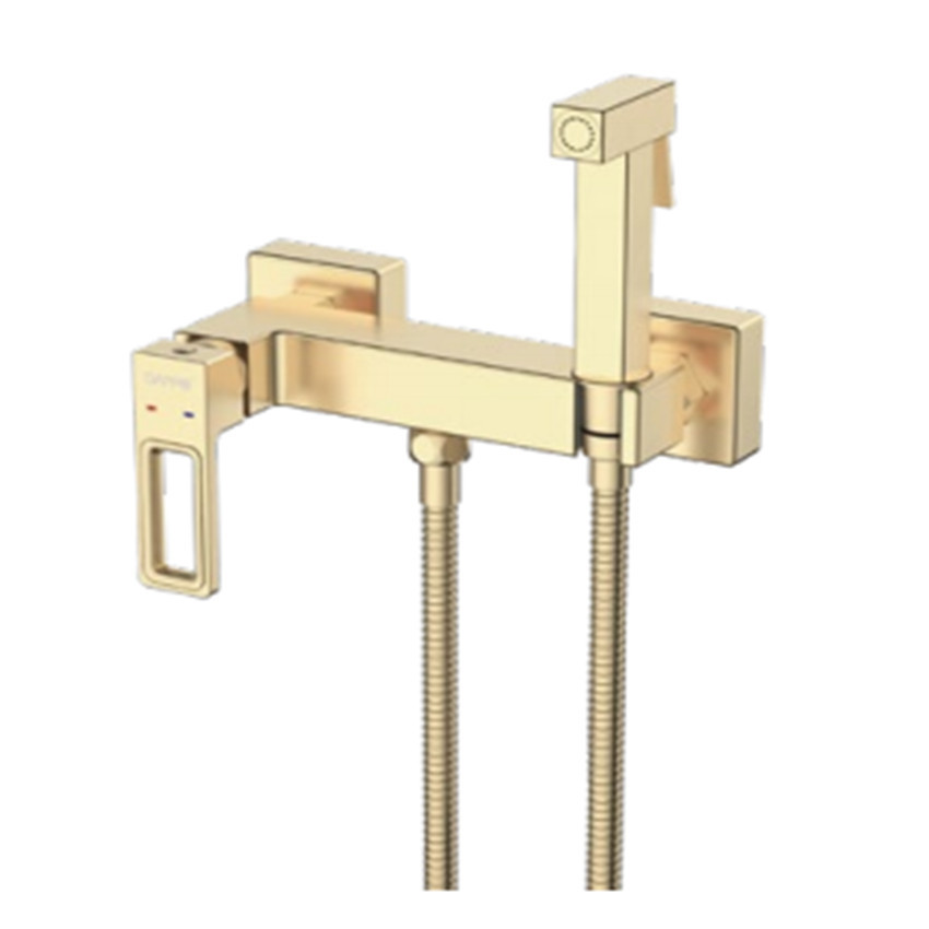 Смеситель с гигиеническим душем Gappo сатин золотой G2017-3, фото 1