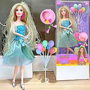 Fq122K2 Кукла Hello в голубом платье с шарами и шляпой (руки,колени сгибаются) 32х16см, фото 2