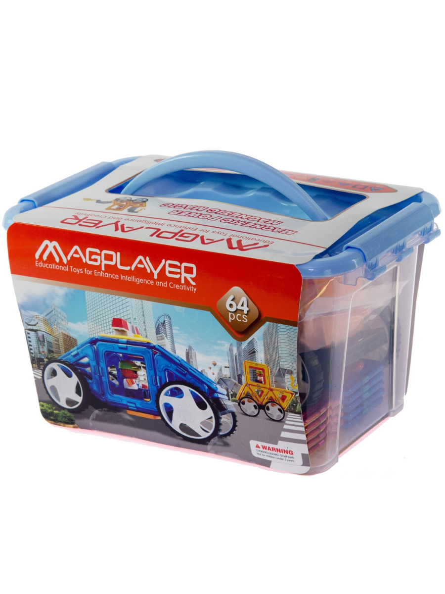 Конструктор Magplayer магнитный набор бокс 64эл, фото 1