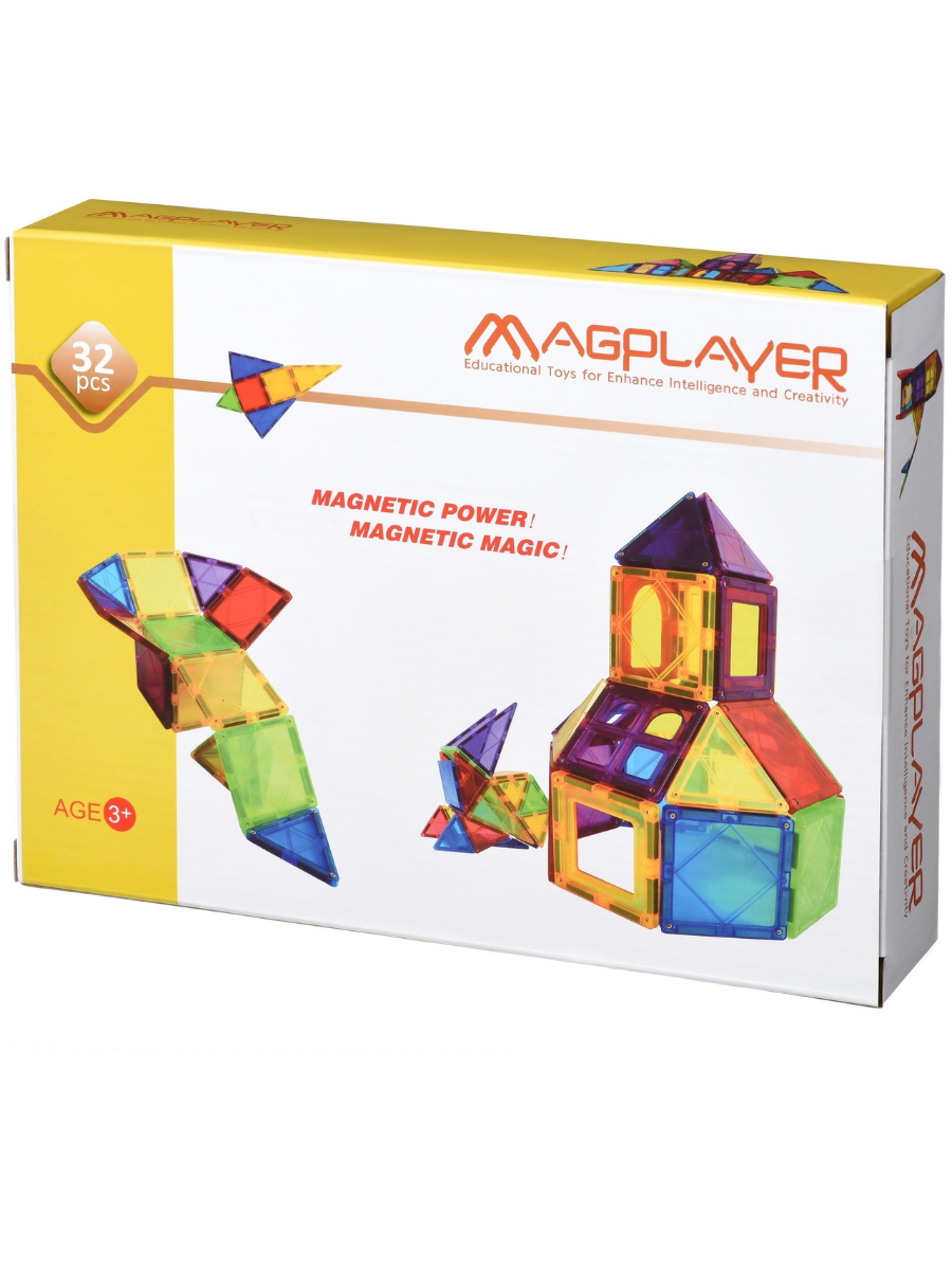 Конструктор Magplayer магнитные плитки 32 эл, фото 1