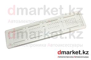 Рамка для номера, пластик, белая, монолитная