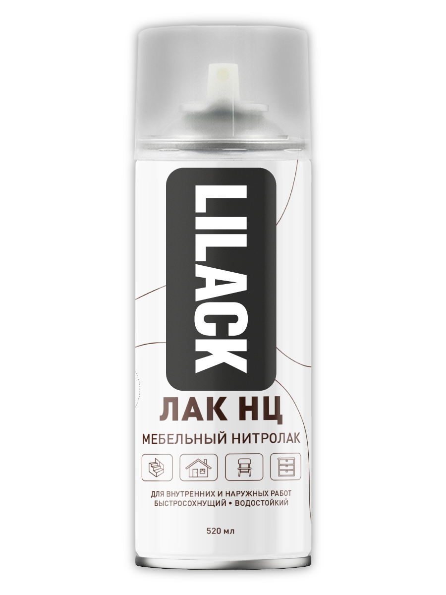 Аэрозольный ЛАК НЦ мебельный нитролак тонирующий 0133-08 DX LILACK, 520 мл, ДУБ