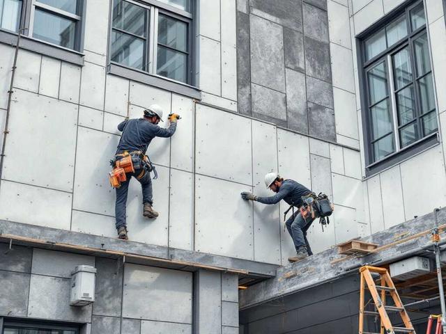 Установка негорючих фасадных панелей