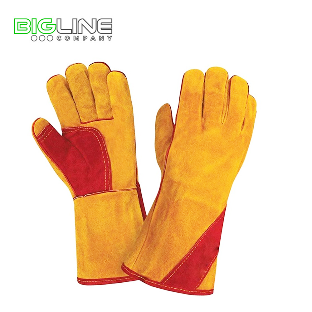 Краги спилковые жёлтые с подкладом усиленные А0028 (12/96)