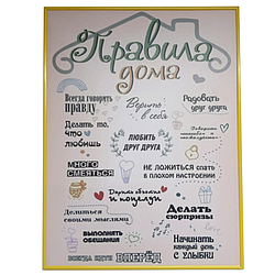 Настенное панно 40х30, "Правила дома"